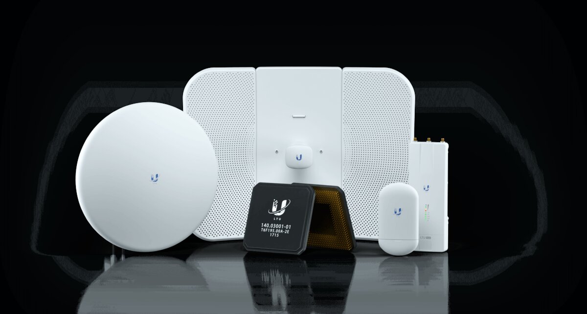 Lineup de equipos Ubiquiti airFiber y LTU-Pro usados por nora para radio enlace